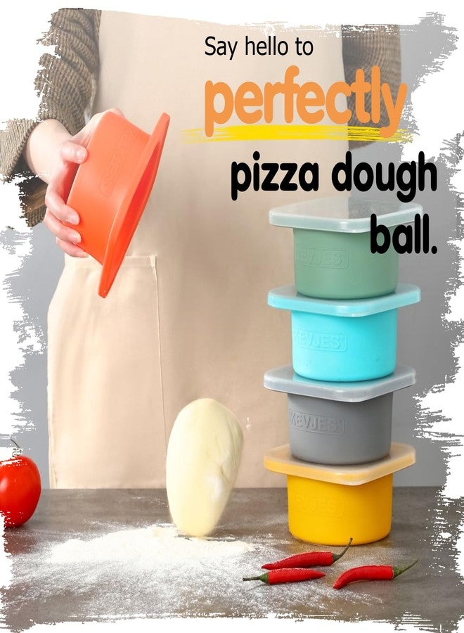 KEVJES Stackable Silicone Artisan Pizza Dough Proofing Containers with Lids pizza making accessories (1 Yellow+1 Green+1Blue+1 Gray+1 Space Gray) - Image 4